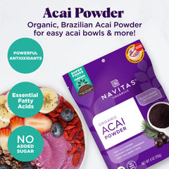 Navitas Organics smoothie bowl topped with fruit shows vibrant color and meal appeal