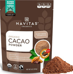 Navitas Organics front packaging showing 16-ounce bag and benefits