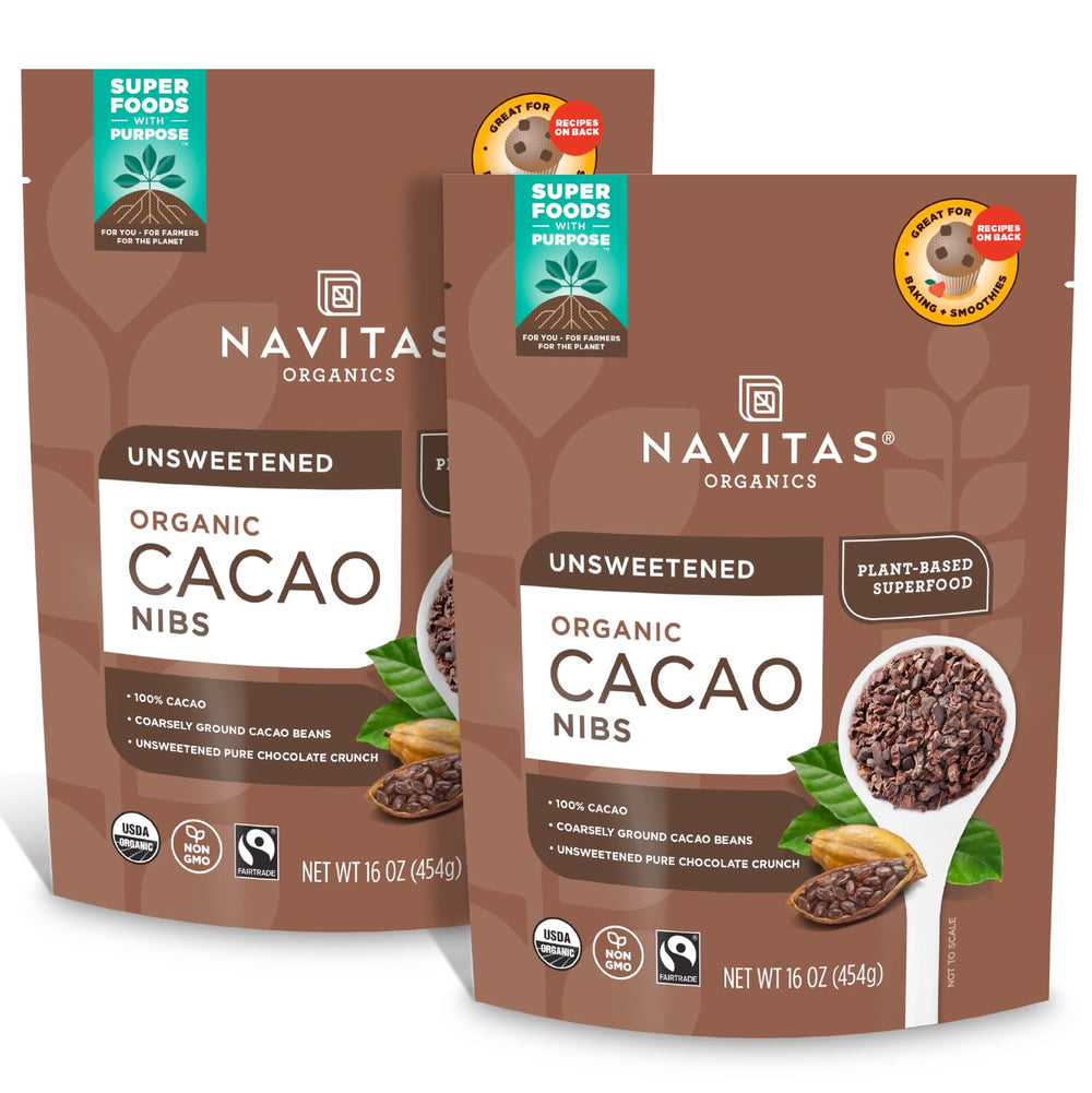 Navitas Organics front packaging showing 16oz resealable bag and product labels