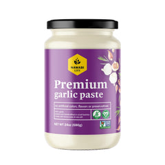 Nawabi Life front jar showing label and 24.7oz size, highlighting pure ingredients