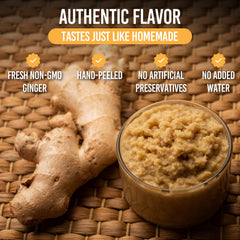 Nawabi Life close-up of hand-peeled ginger root highlighting freshness benefit