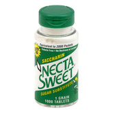 Necta Sweet bottle front view showing label and 1000-tablet supply convenience