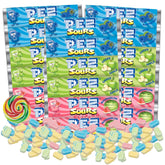 Needzo front packaging showing three PEZ sleeves and accessory, clear gift-ready presentation