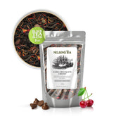 Nelson's Tea front packaging showing chocolate cherry blend and benefits