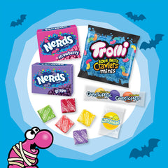 Nerds assortment spread of candies showing selection and portion variety