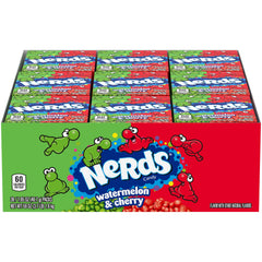 NERDS front packaging showing watermelon and wild cherry for clear flavor choice and convenience