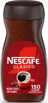 nescafe jar front showing label and bold roast, convenient instant coffee