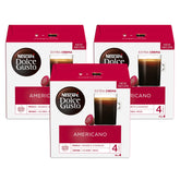 Nescafé Dolce Gusto front packaging showing Americano box, clear product ID and benefits