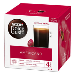 Nescafé Dolce Gusto close-up of one Americano capsule, sealed foil for aroma protection