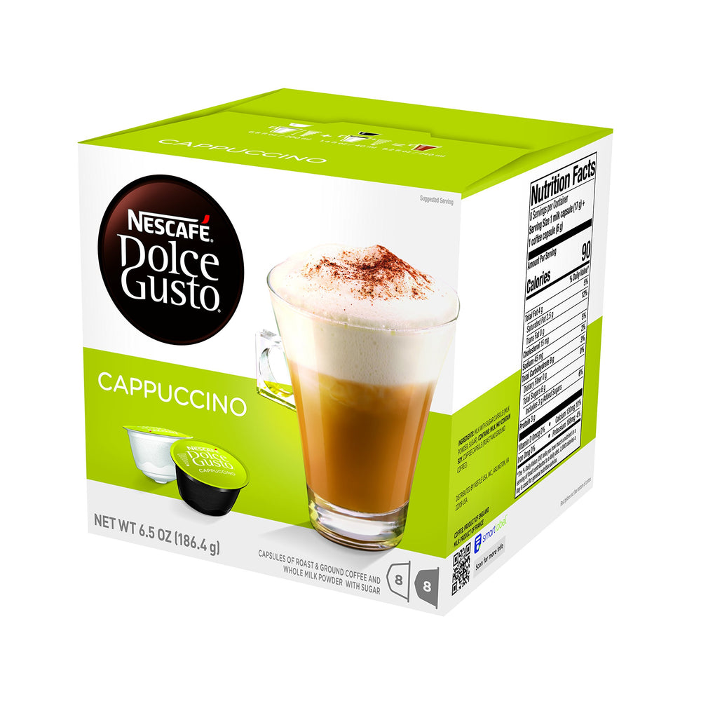 Nescafé Dolce Gusto front packaging showing pack details and convenience
