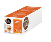 Nescafé Dolce Gusto front packaging showing pack of caramel macchiato pods and benefit convenience