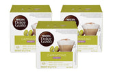Nescafé Dolce Gusto pack front showing capsules and benefit of low-calorie cappuccino