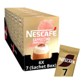 Nescafé front packshot showing unsweetened cappuccino sachets and value pack