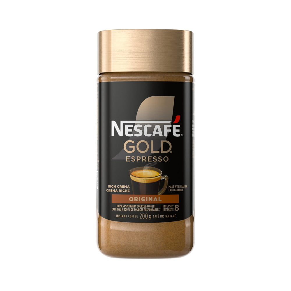 Nescafe Gold Espresso front jar showing packaging and convenience