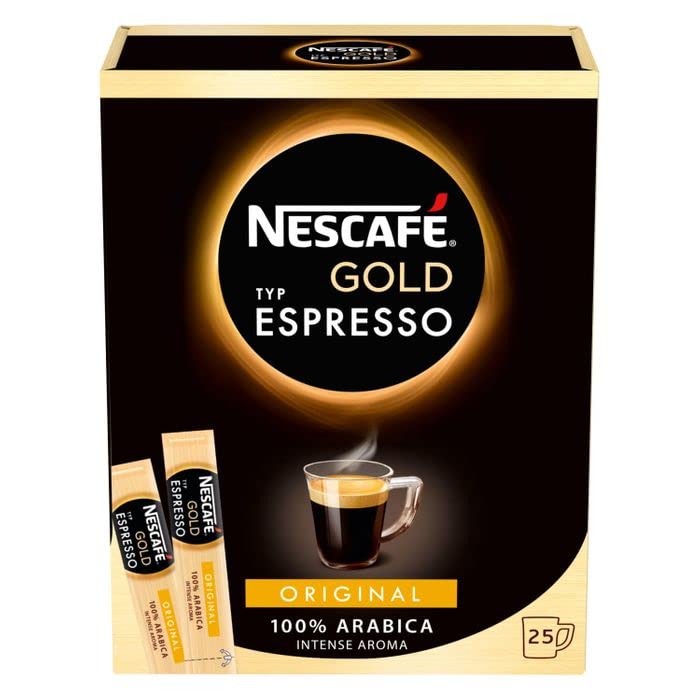 Nescafe Gold stick packet front view showing convenient single-serve freshness