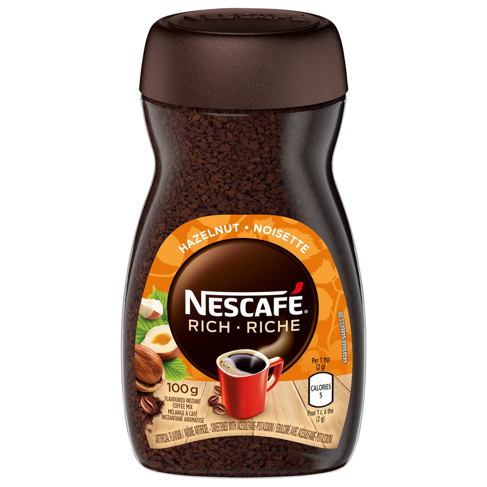 NESCAFÉ jar front view showing label and 100g size, convenient and aromatic