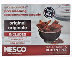 NESCO front packaging showing three seasoning and three cure packs, easy portioning