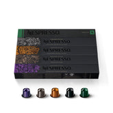 Nespresso front packaging showing 50-count variety pack and easy selection benefit