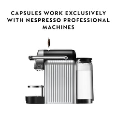 Nespresso capsule close-up showing aluminum finish and freshness protection benefit