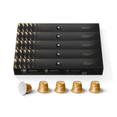 Nespresso Caramello front packaging showing 50-count sleeve and branding benefits