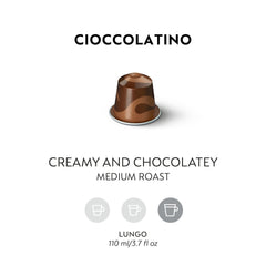 Nespresso Cioccolatino single capsule close-up highlighting texture and build quality for easy brewing