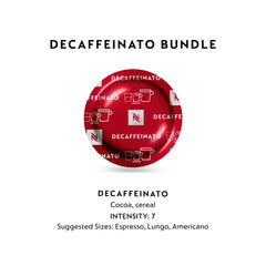 Nespresso Decaffeinato capsule inserted into a professional machine producing crema for consistent servings