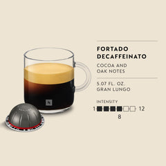 Nespresso Fortado Decaffeinato crema detail showcasing thick crema and rich texture