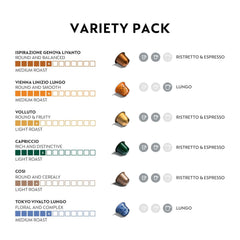 Nespresso Original capsules arrayed by color, helpful for selecting different blend intensities