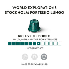 Nespresso Stockholm Fortissio capsule close-up highlighting aluminum seal and aroma preservation benefit