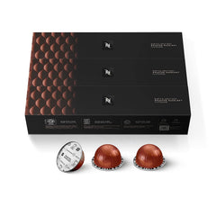 Nespresso Vertuo front packaging showing 30-count box and benefits