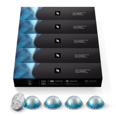 Close-up of a Nespresso Vertuo Ice Leggero capsule highlighting seal and quick brewing benefit
