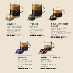 Overhead view of Nespresso Vertuo sleeves displaying flavor variety