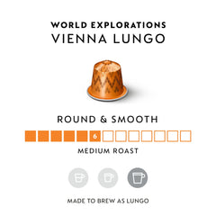 Close-up of Nespresso Vienna Linizio single capsule emphasizing sealed aluminum freshness