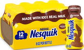 Nesquik front packaging showing 8 fl oz bottle and brand logo for easy grab-and-go