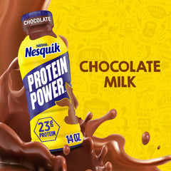 Nesquik bottle close-up highlighting texture and chocolate color