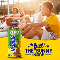 Person holding Nesquik bottle on the go for quick portable nutrition