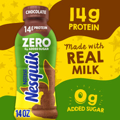 Poured Nesquik chocolate milk showing creamy texture and appeal