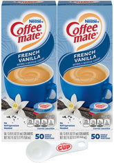 Nestlé Coffee-mate front packaging showing two 50-count boxes and scoop for convenience