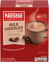 Nestle Hot Cocoa front packaging showing 60-count box and branding benefits