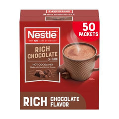 Nestle Hot Cocoa front packet showing branding and rich chocolate appeal