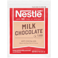 Nestle Hot Cocoa single packet close-up showing sachet details and easy use