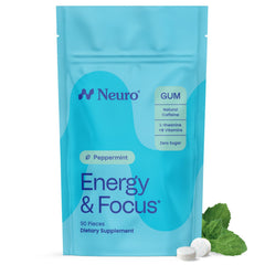 Neuro gum front packaging peppermint showing brand and clean energy benefit