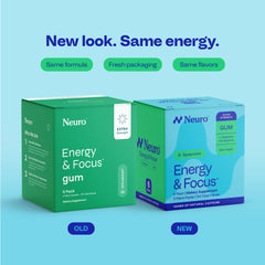 Neuro opened pack revealing individual spearmint gum pieces for quick energy