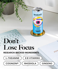 Neutonic close-up of can texture and label highlighting clear ingredients