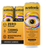 Neutonic front can showing Orange Sunrise branding and crisp citrus benefit