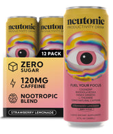 Neutonic can front view showing strawberry lemonade branding and quick benefit