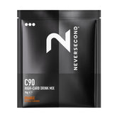 NeverSecond C90 front packaging showing orange sachets and clear serving info for quick identification