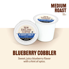 New England Coffee brewed cup top view highlighting blueberry aroma and appeal