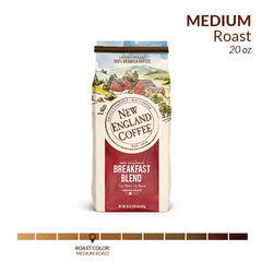 New England Coffee brewed cup in morning kitchen scene showing comforting wake-up benefit