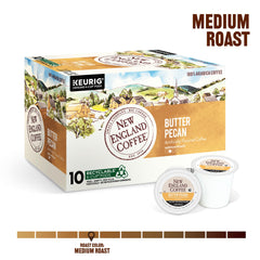 New England Coffee pod close-up highlighting pod construction and freshness benefit
